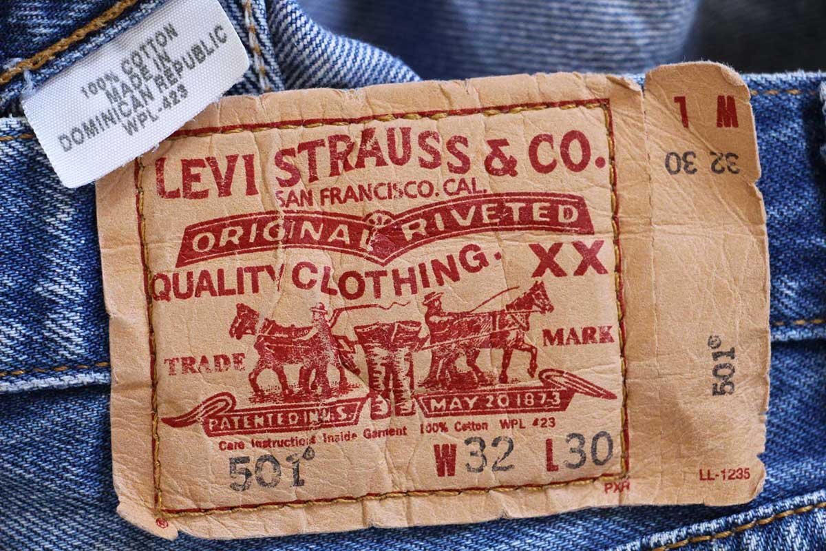 00s Levi'sリーバイス 501 パッチワーク リペア デニムパンツ ヒゲ w32