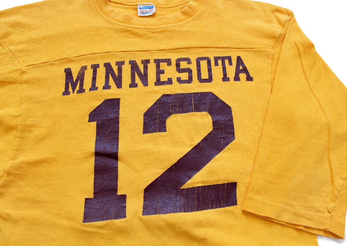 70s USA製 Championチャンピオン MINNESOTA 12 ナンバリング ひび割れ