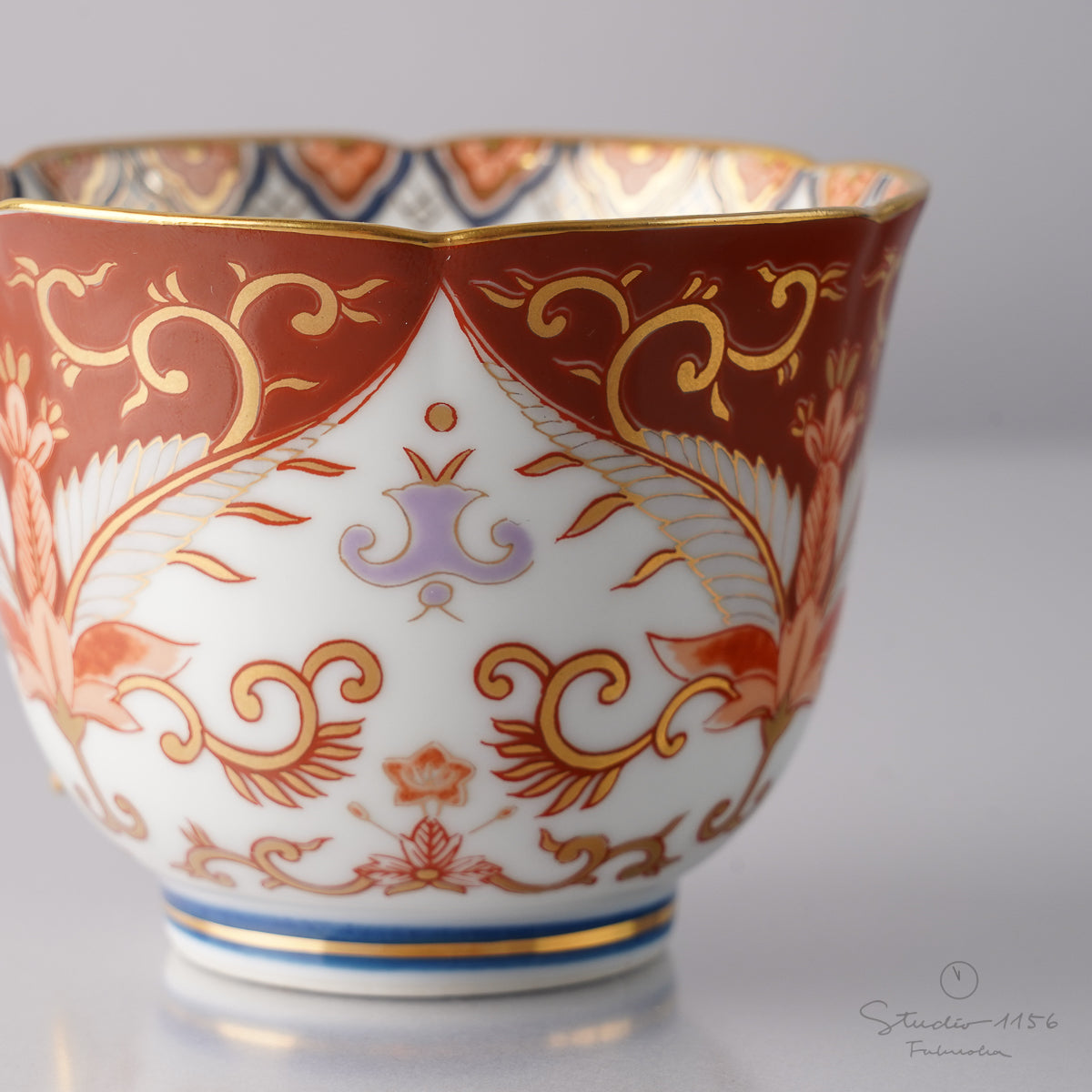 有田焼 赤濃金彩唐草 コーヒー碗皿 カップ&ソーサー 180ml 其泉窯の