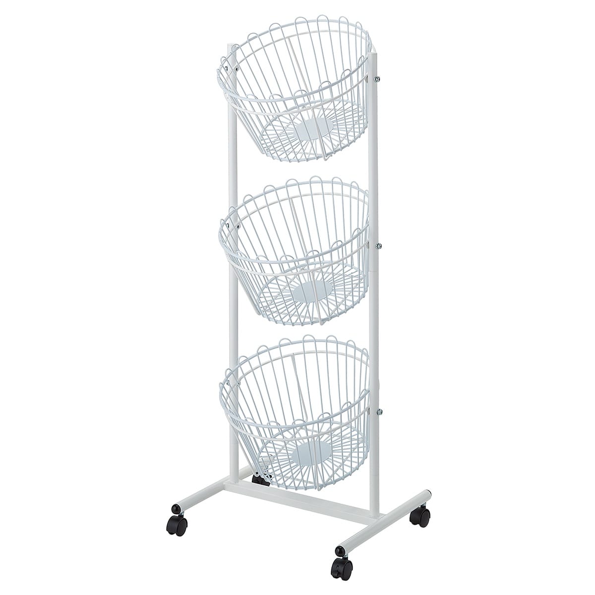 丸型投げ込みバスケット 3段〔ストエキオリジナル〕 ホワイト