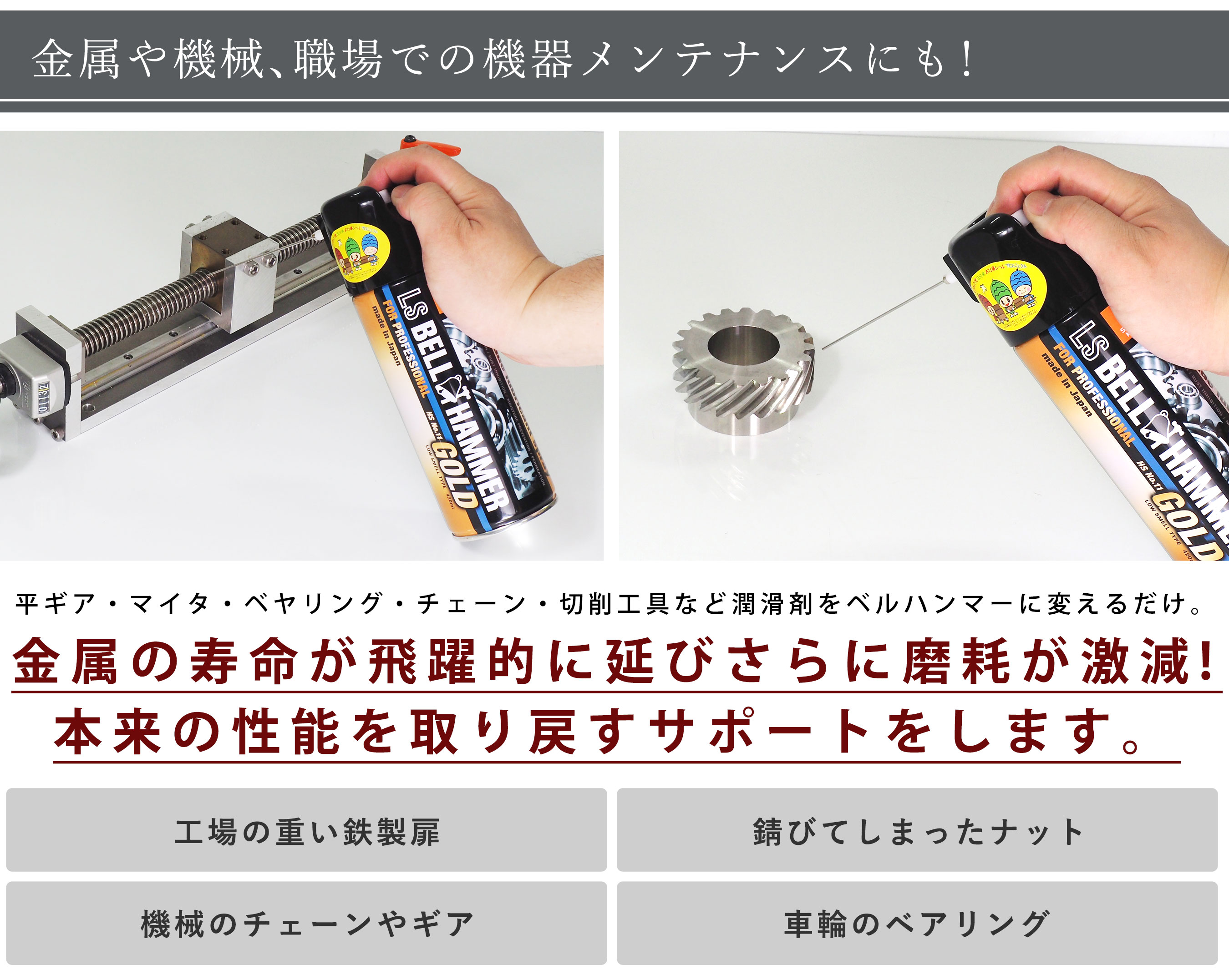 スズキ機工の潤滑剤エルエスベルハンマーゴールド｜LS BELL HAMMER GOLD