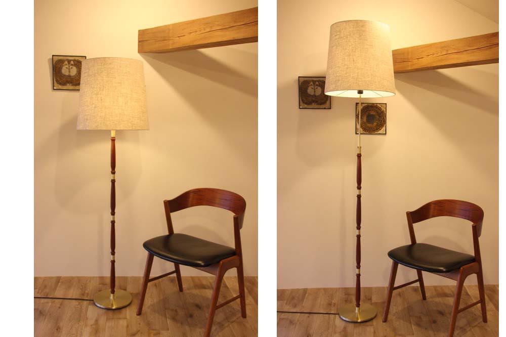 北欧ビンテージ デンマーク製 フロアスタンドライト チーク シェード
