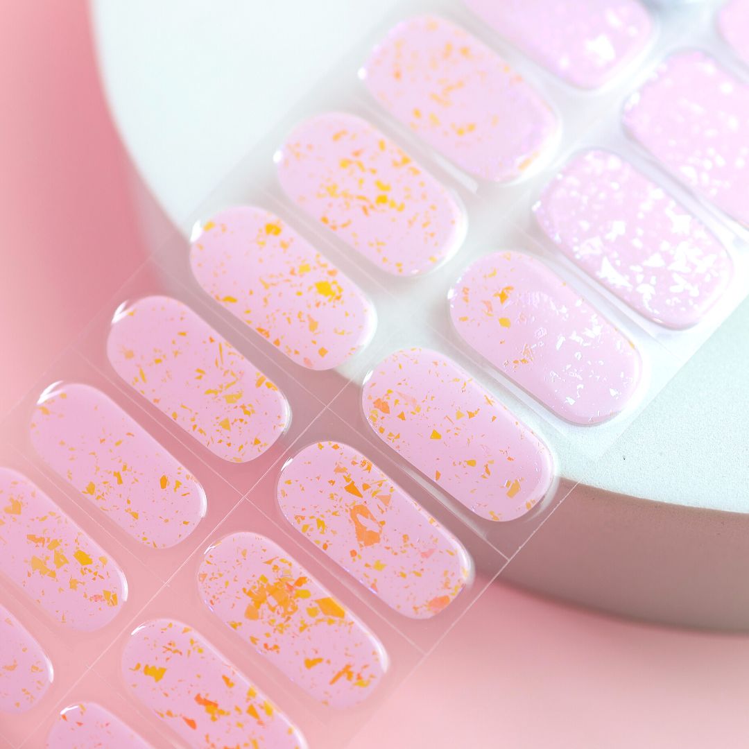 Rose Gold Sparkle Semi Cured Gel Nail Sticker Kit – Sunday Nails