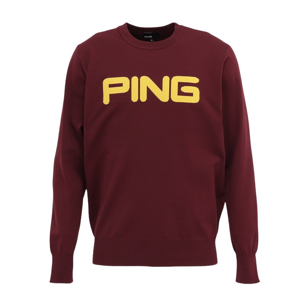 ピン（PING）（メンズ）ゴルフウェア 長袖 カラークルーネックニット