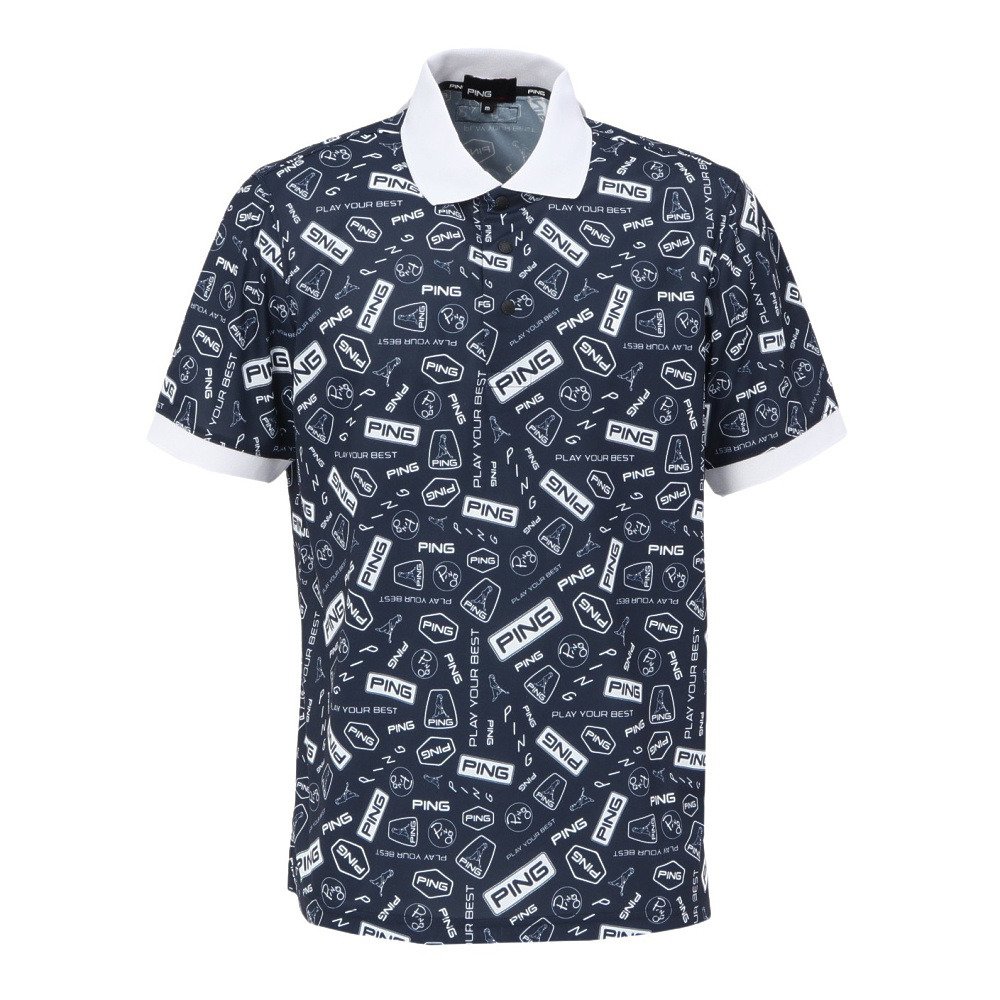 ピン（PING）（メンズ）ゴルフウェア 総柄プリント 半袖ポロシャツ 621