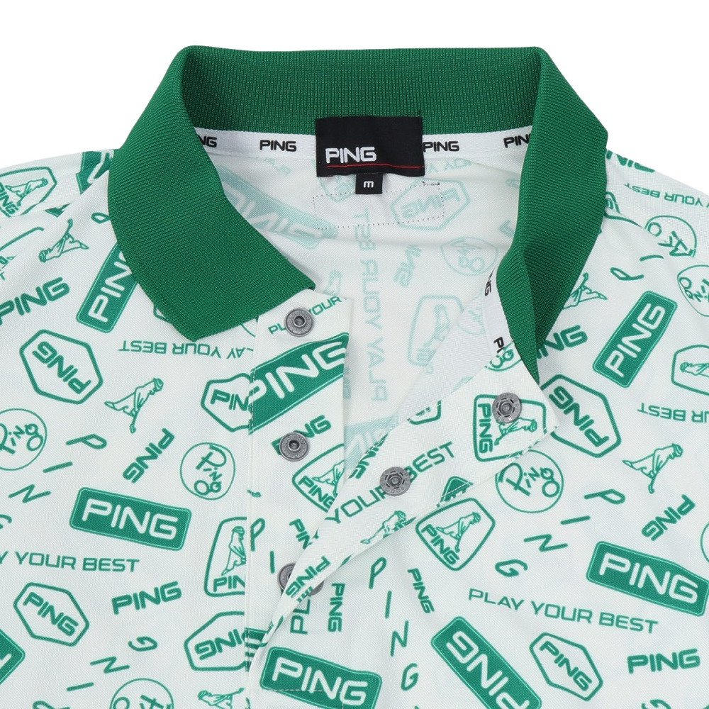 ピン（PING）（メンズ）ゴルフウェア 総柄プリント 半袖ポロシャツ 621