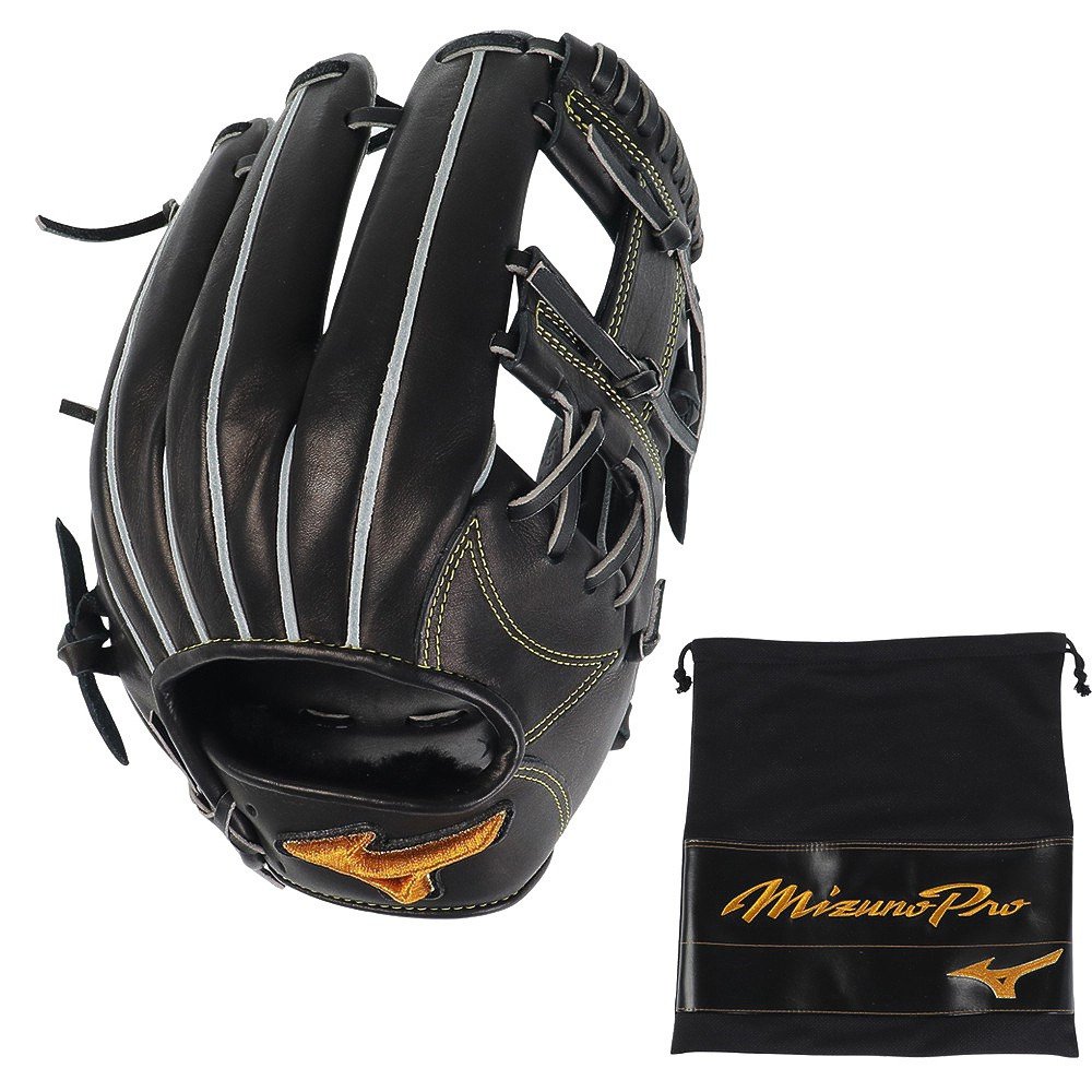 左利き用】Mizuno プロフェッショナル 本革レザーグローブ 黒