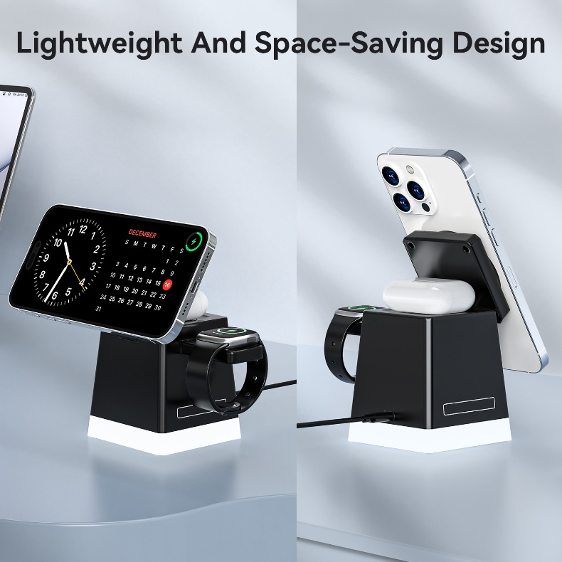 3 in 1 折りたたみ式ワイヤレス充電器デスクトップスタンド - Nandou