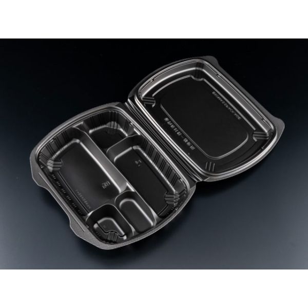 弁当容器 バイオデリカ シェルBOX80-1 黒 リスパック | テイクアウト