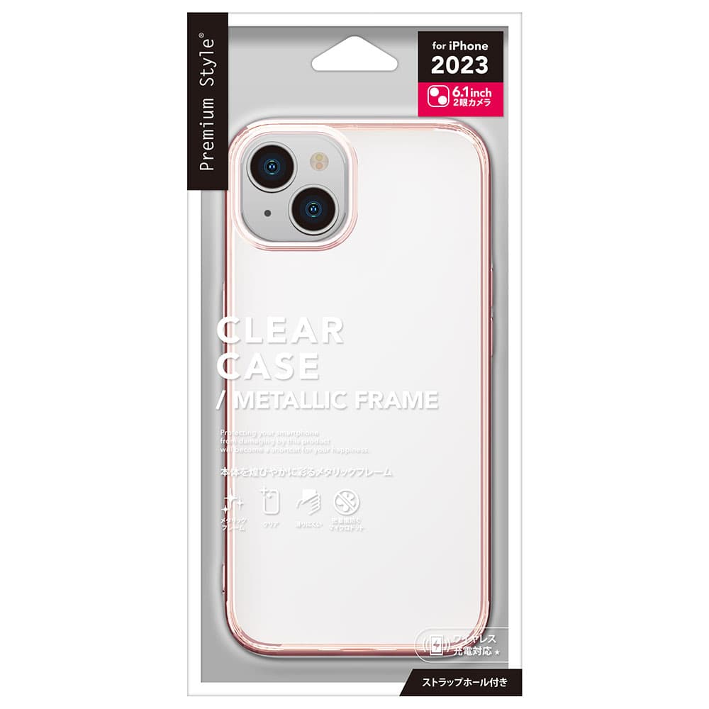 iPhone 15用 メタリックフレーム ソフトケース [ローズゴールド]｜株式