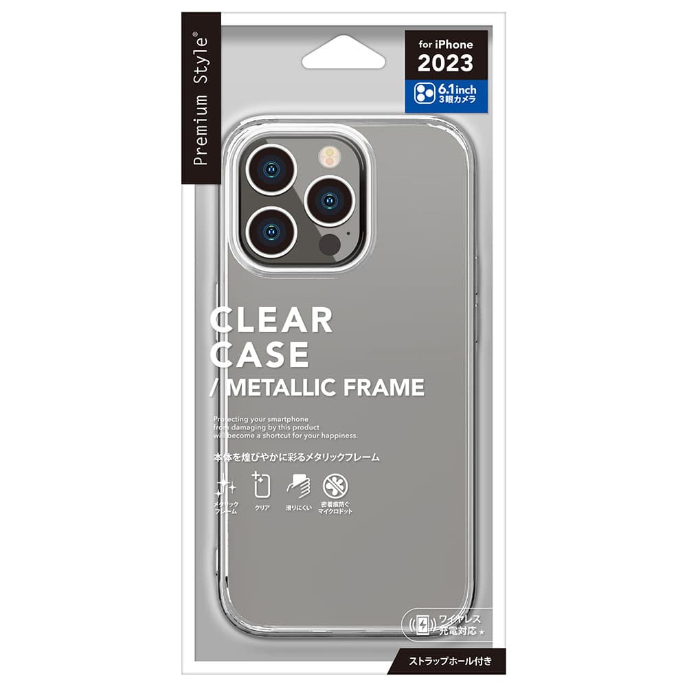 iPhone 15 Pro用 メタリックフレーム ソフトケース [シルバー]｜株式