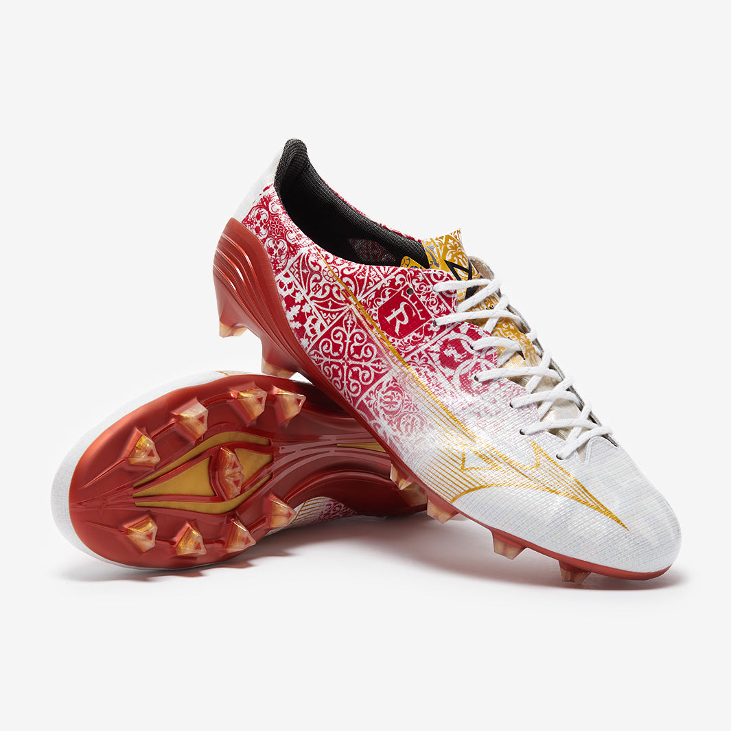 Mizuno Alpha x SR4 Made in Japan Firm Ground - White/Red - Adult Boots