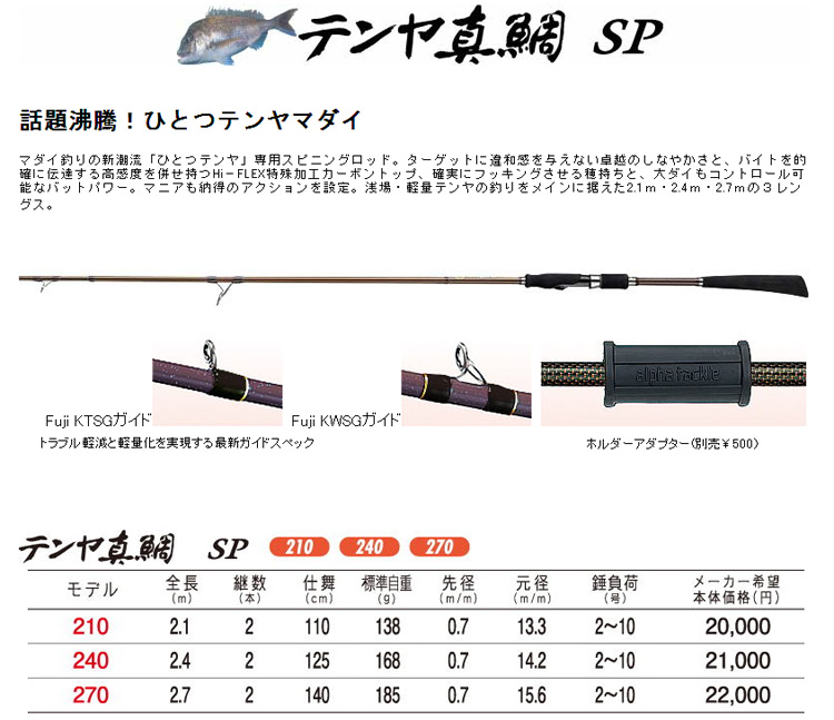 一つテンヤ/ロッド/○アルファタックル 夢人 テンヤ真鯛SP