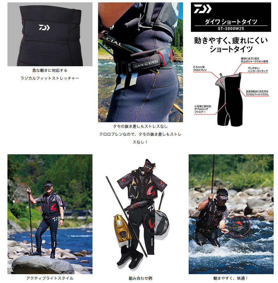 鮎釣り用品ニューアイテム/タイツ/☆ダイワショートタイツ ST-3000W25