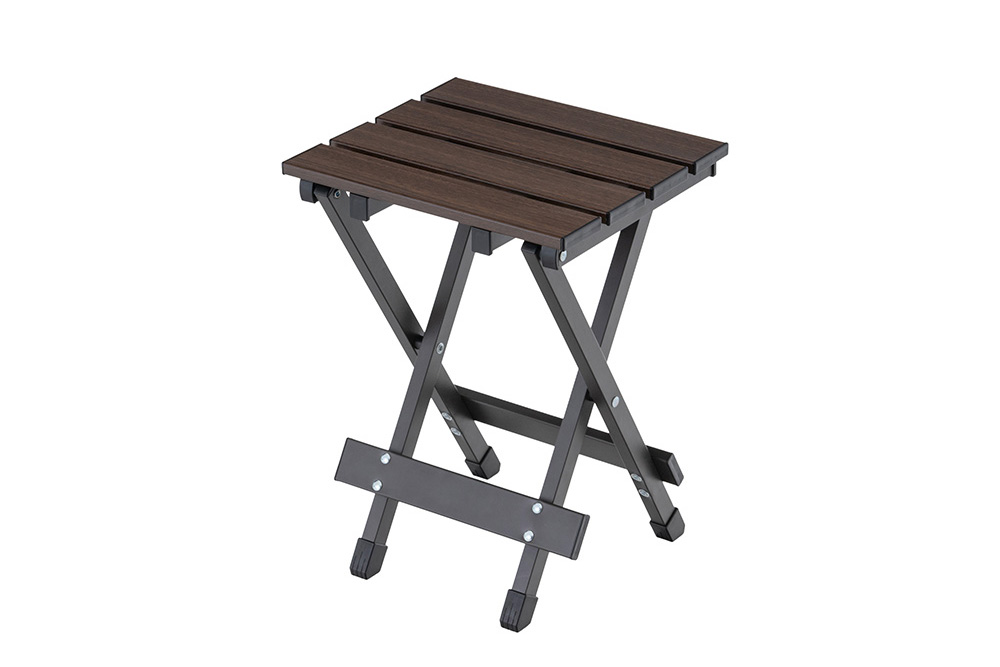 アルミFDスツール DBR ウッドパターン｜CHAIR｜Qualz[クオルツ]