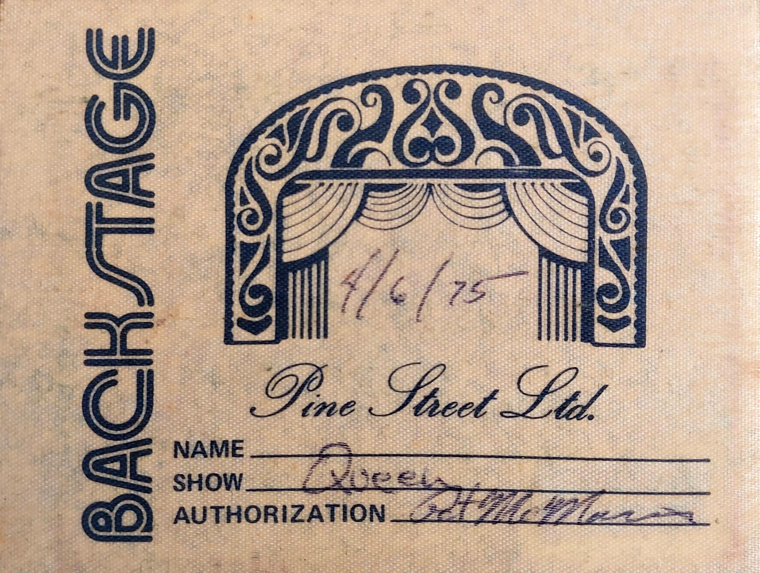 Queen concert passes in the 1970s [QueenConcerts]