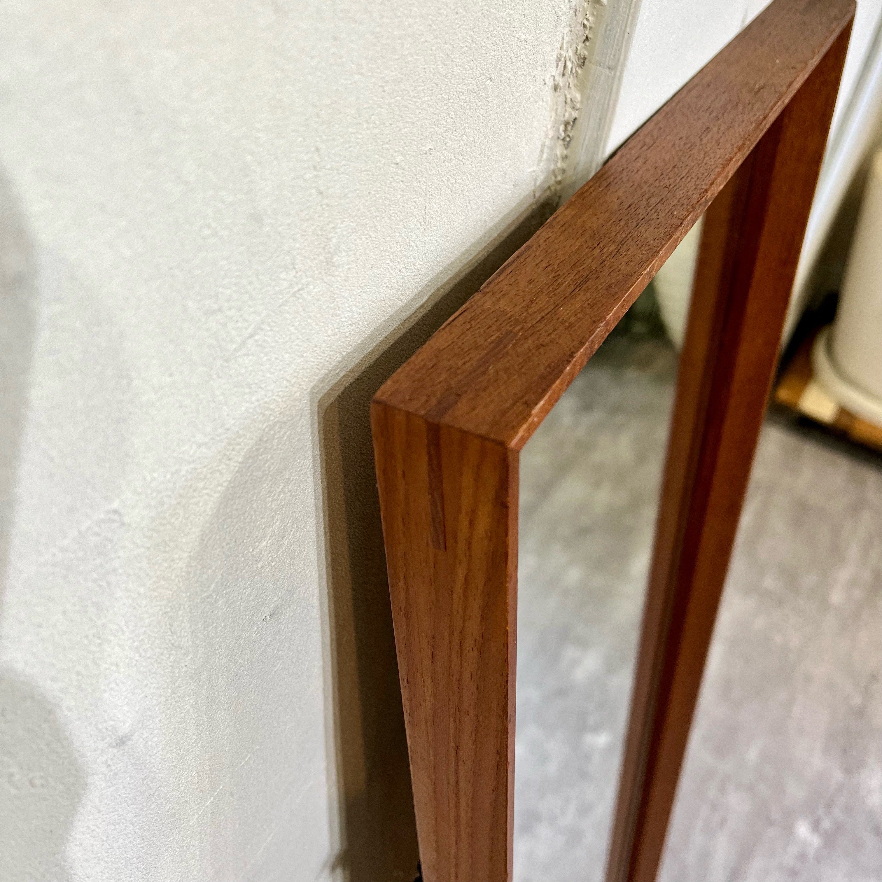 ジャパンヴィンテージ ウォールミラー チーク材 鏡 中古 シンプル H109