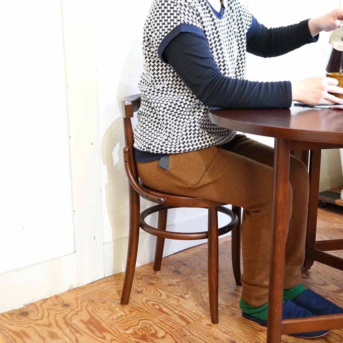 秋田木工 ダイニングチェア 曲木チェア No.1003 【1】 中古 スツール ブナ