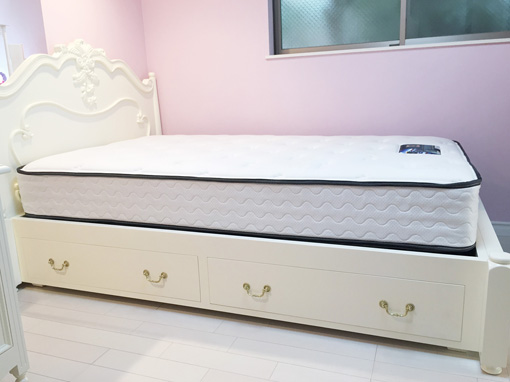 ラ・シェル セミダブルベッド 片側引出し付き フットボード低め