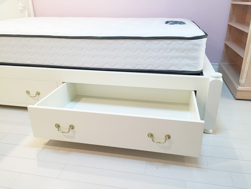 ラ・シェル セミダブルベッド 片側引出し付き フットボード低め