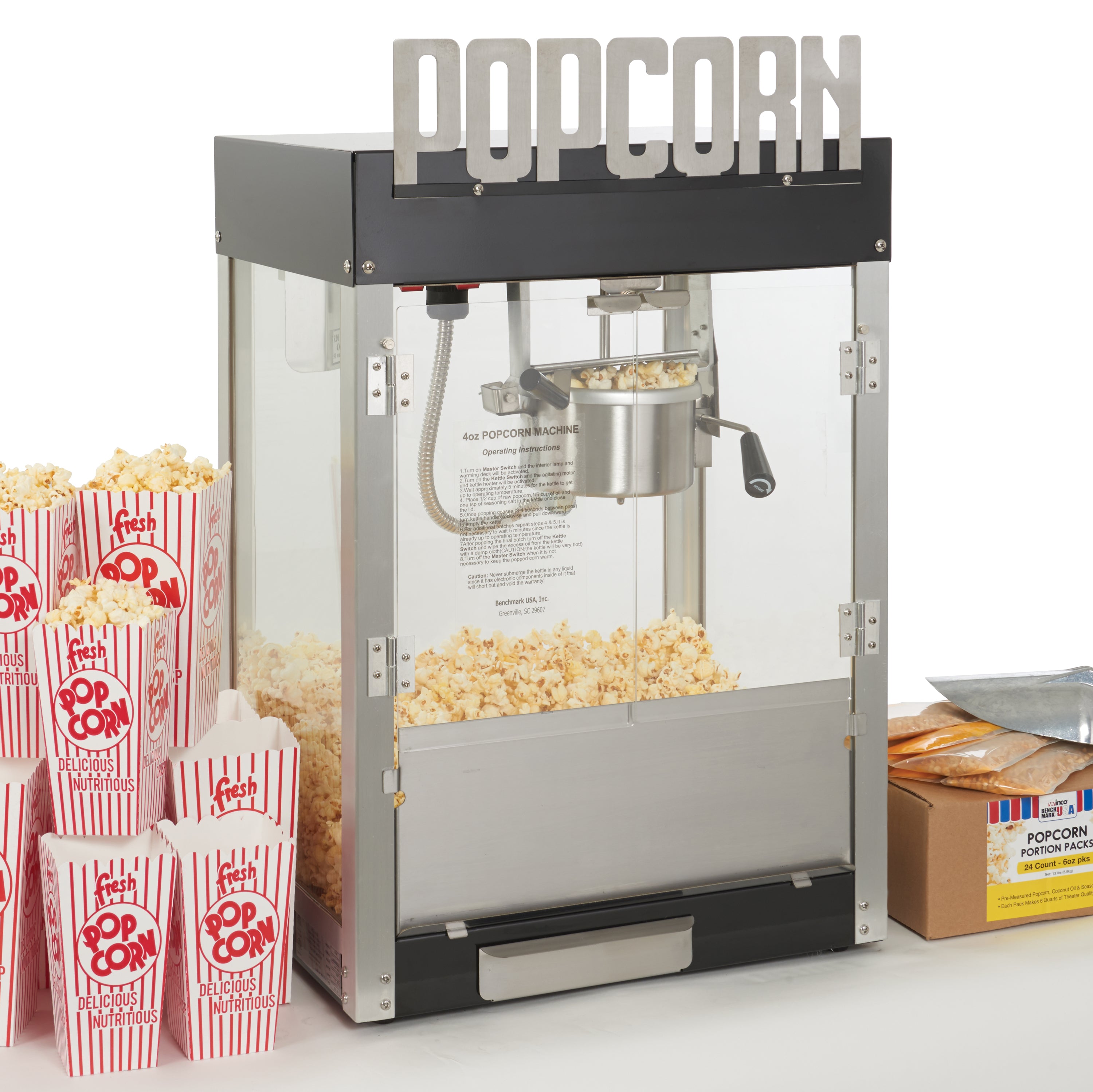 11045 - BenchmarkUSA Metropolitan Popcorn Machine - 4 oz – Winco