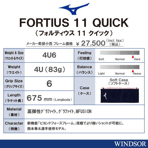 ウインザーオンラインショップ【張り工賃別】ミズノ フォルティウス 11