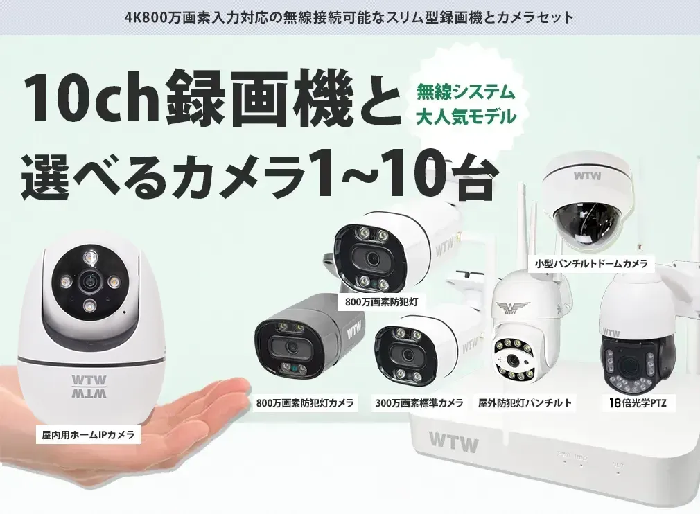 防犯カメラ セット Wi-Fi IPCカメラ10chセット 【WTW 塚本無線】