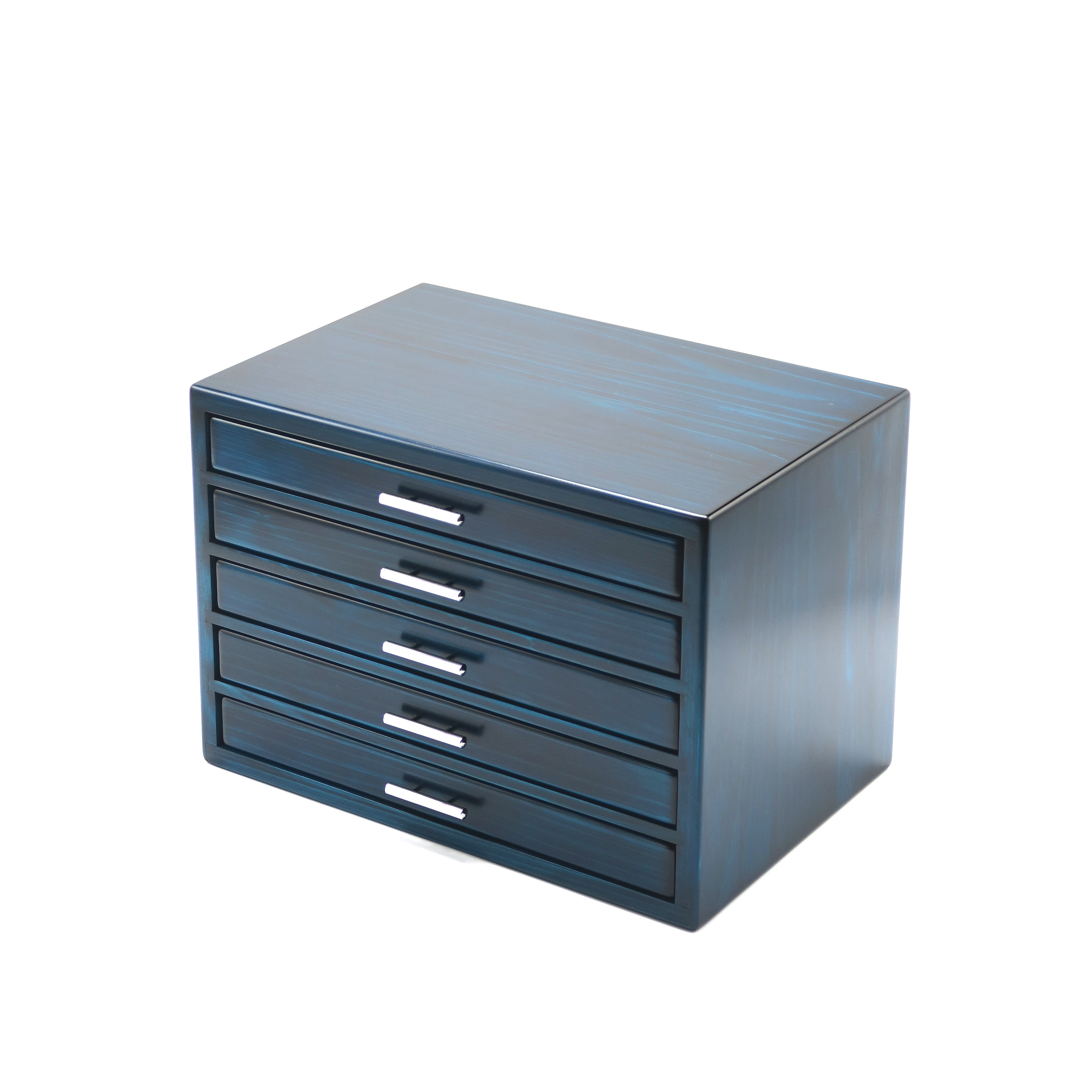 万年筆箱60ヒノキブルー [筆記具,60本入れ,ペン皿,引出し,5段]