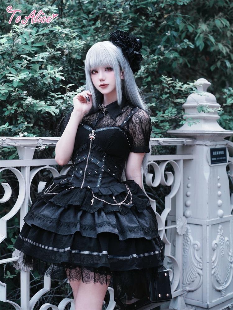 BlackShamrock】F187ベルトデザインスパイダージャンパースカート - To