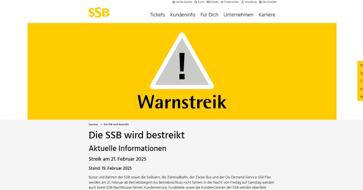 ドイツ｜国内各地でのストライキに伴う交通機関への影響（2/21）