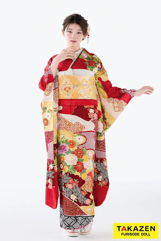 最新作高級古典 サーモンピンク 桜柄/鹿の子模様 関芳 最高級金彩刺繍