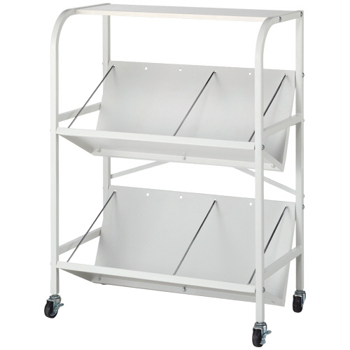 たのめーる】高耐荷重傾斜ファイルワゴン 2段 天板付 ホワイト 1台の通販
