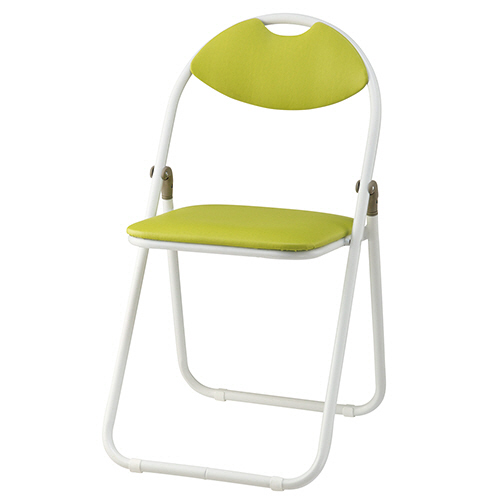 たのめーる】折りたたみカラーパイプチェア イエローグリーン 1脚の通販