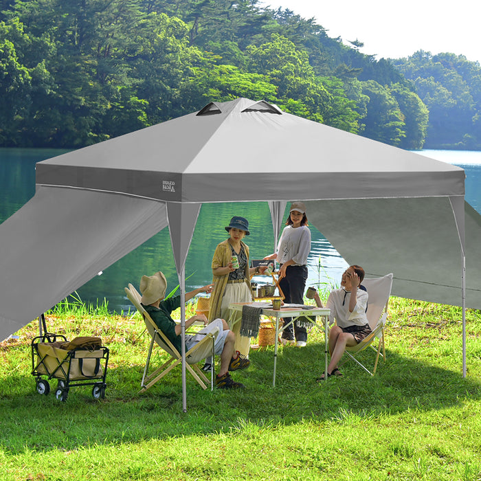 おもり4個セット］3m×3m タープテント 高さ3段階 ベンチレーション