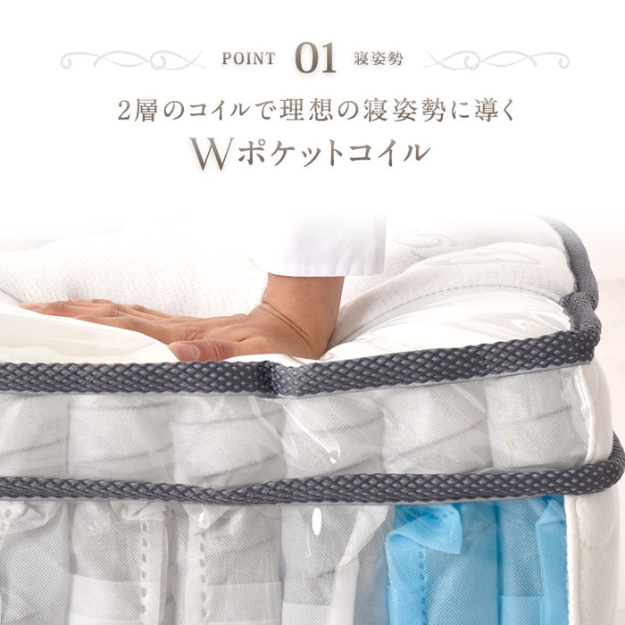 シングル］Wポケットコイルマットレス ピロートップ 極厚26cm