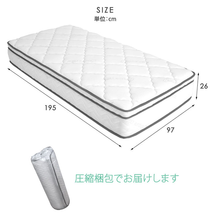 シングル］Wポケットコイルマットレス ピロートップ 極厚26cm