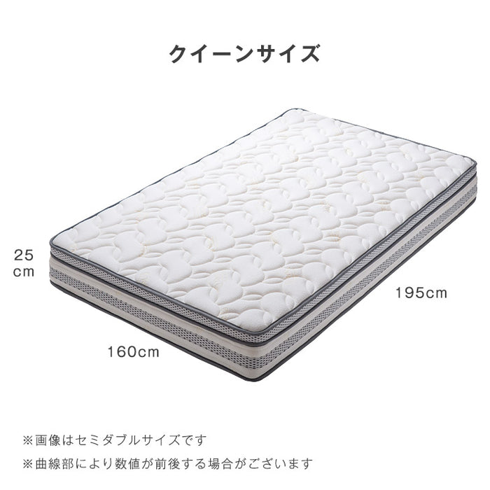 クイーン］高反発ピロートップ ポケットコイルマットレス 25cm厚 超高