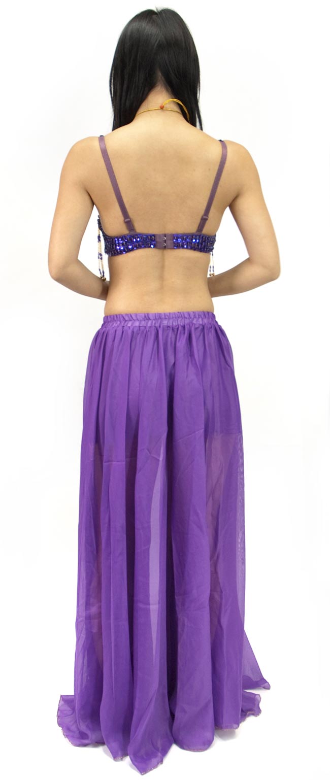 ベリーダンス衣装 スカート・ブラ 上下セット - 紫 の通販[送料無料