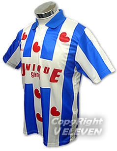 赤のハートを散りばめた青と白のストライプ柄：TYPE-A No.0165