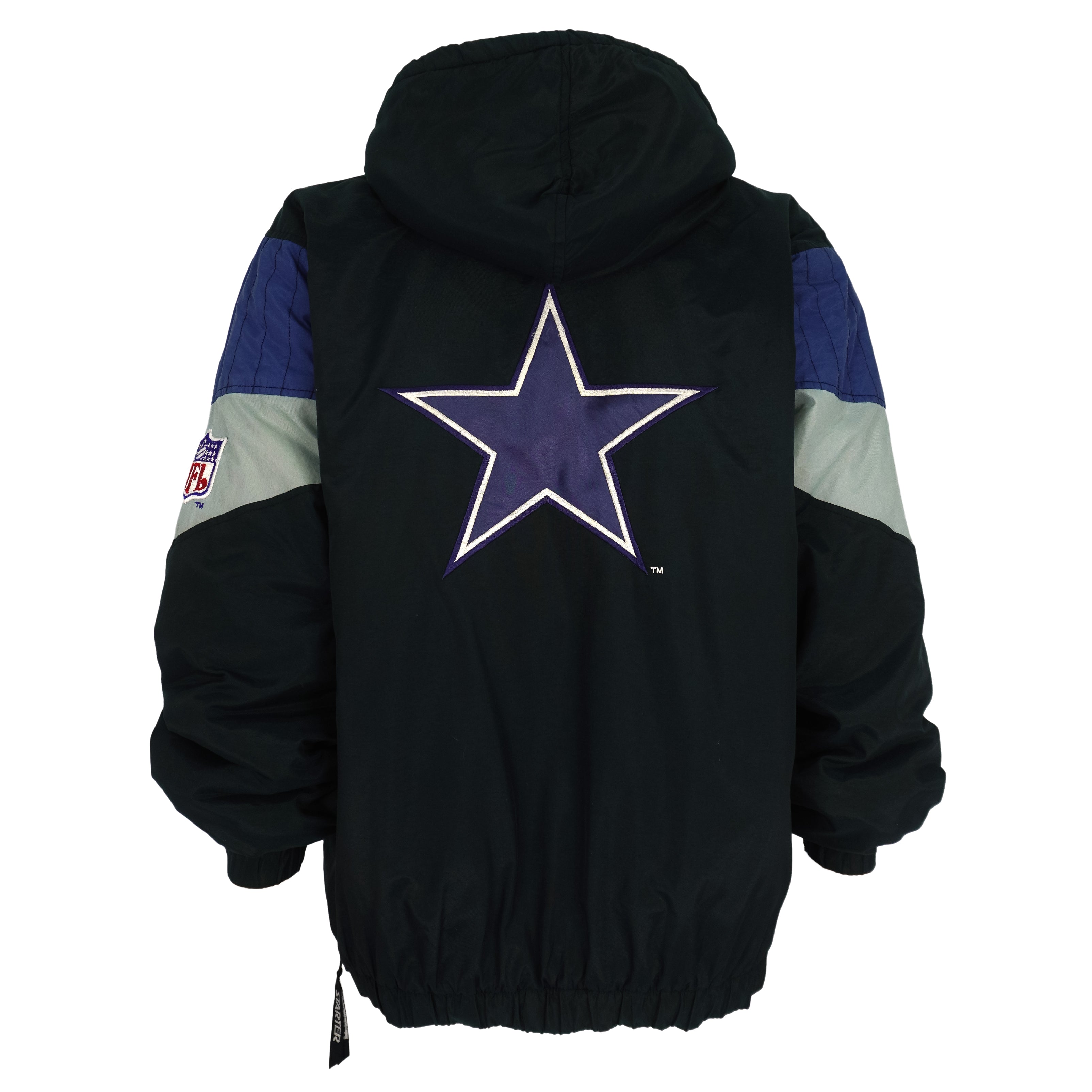 Vintage Starter - Dallas Cowboys 1/4 Zip Hooded Jacket 1990s Large