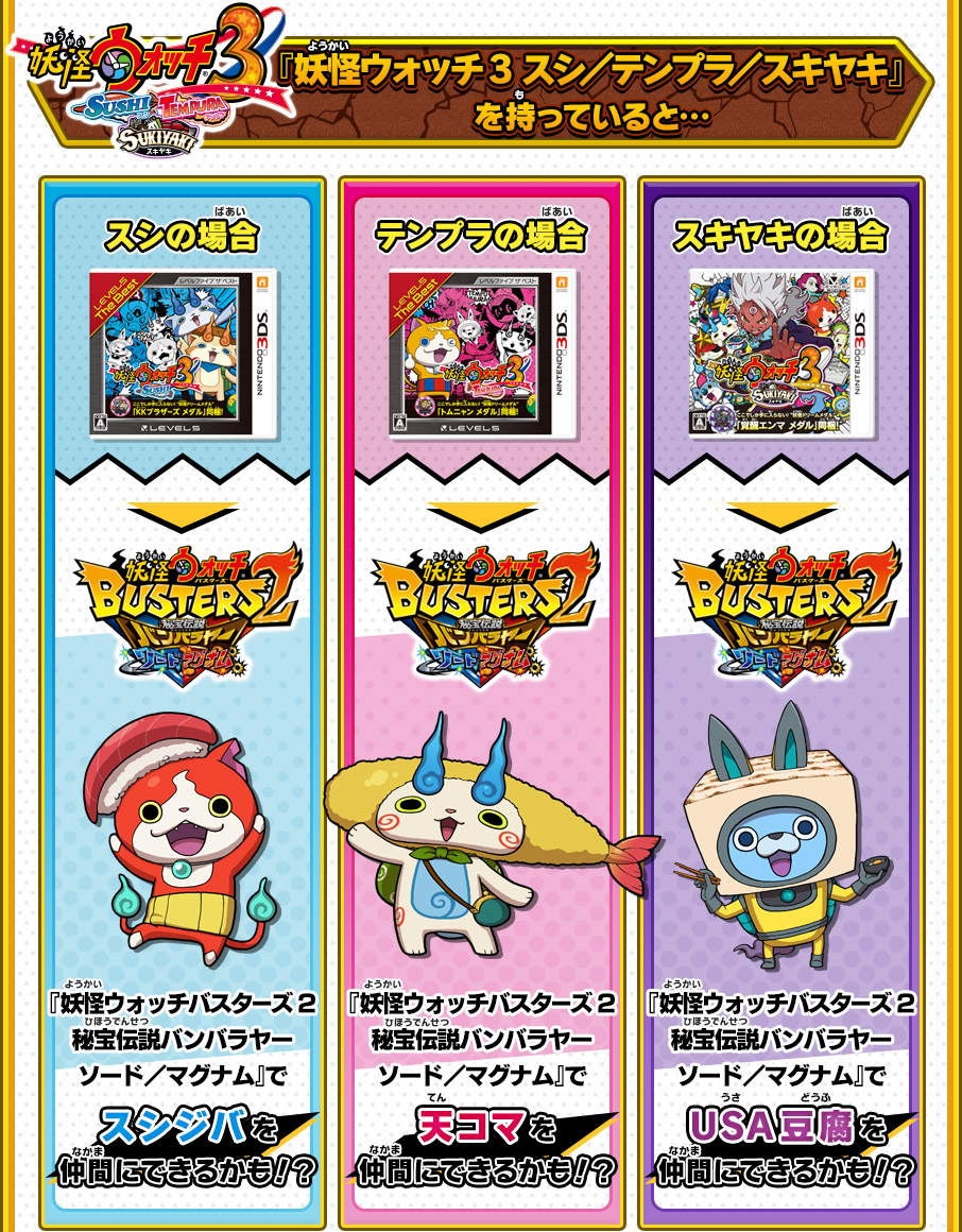 妖怪ウォッチ3』『妖怪ウォッチバスターズ』との連動 | 妖怪ウォッチ