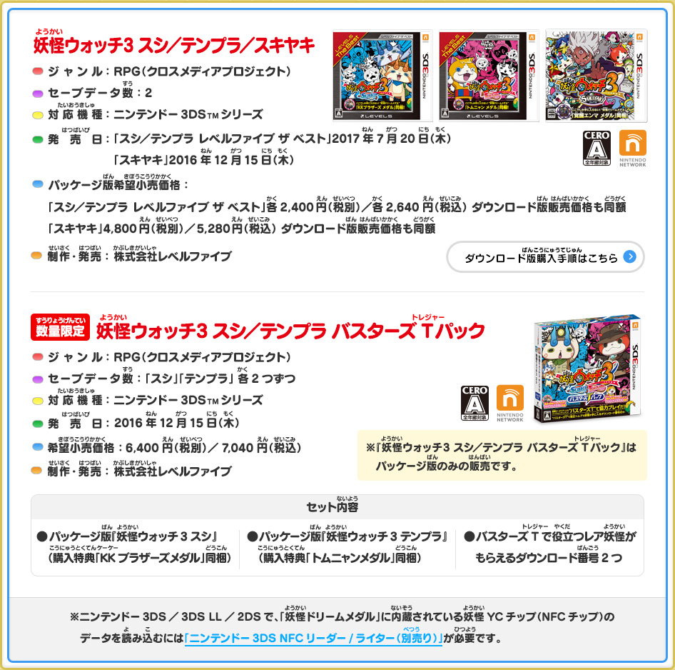 妖怪ウォッチ3 スシ／テンプラ／スキヤキ