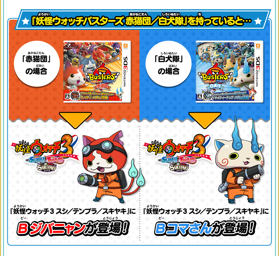 ゲーム連動特典 | 妖怪ウォッチ3 スシ／テンプラ／スキヤキ