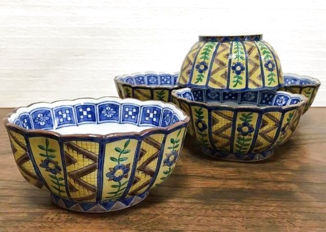 京焼・清水焼 向付 黄南京草花彫（きなんきんそうかぼり）｜京焼