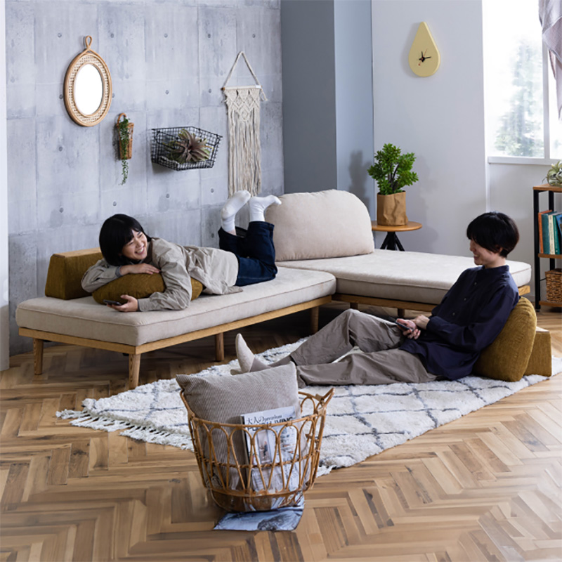 ソファ 組み合わせ ベースX2 バックレストX3 ファブリック [モーク