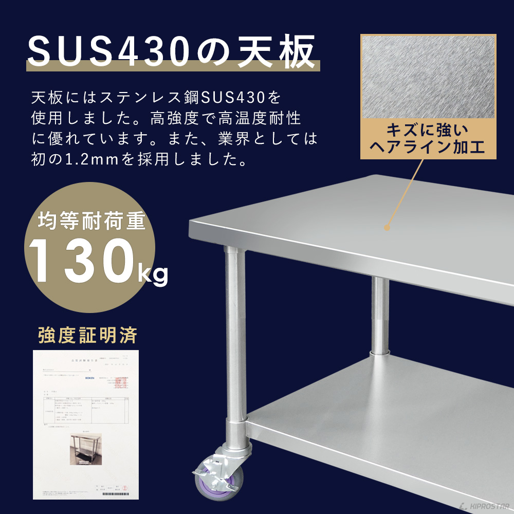 ステンレス 作業台 2段タイプ キャスター付き 業務用 調理台 400×450