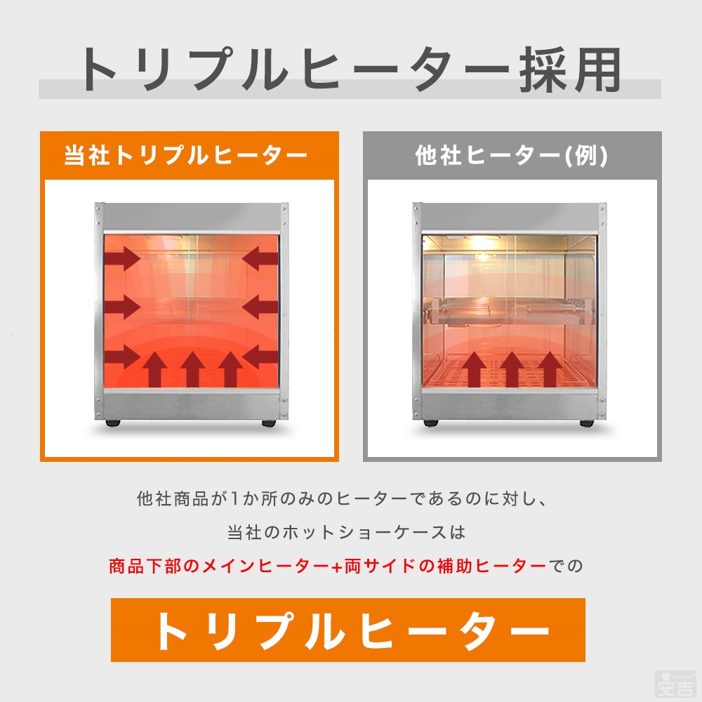 木目模様が温かい 業務用ホットショーケース PRO-4WSE