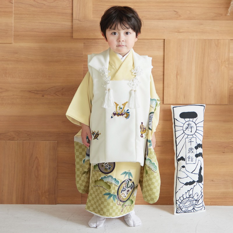 七五三被布 : K178 【三歳男児被布】白兜×クリーム丸文(K246) | 七五三