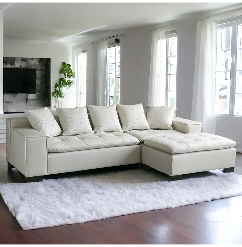 輸入家具 イタリアンレザー使用 カウチソファ アルフレッド ホワイト