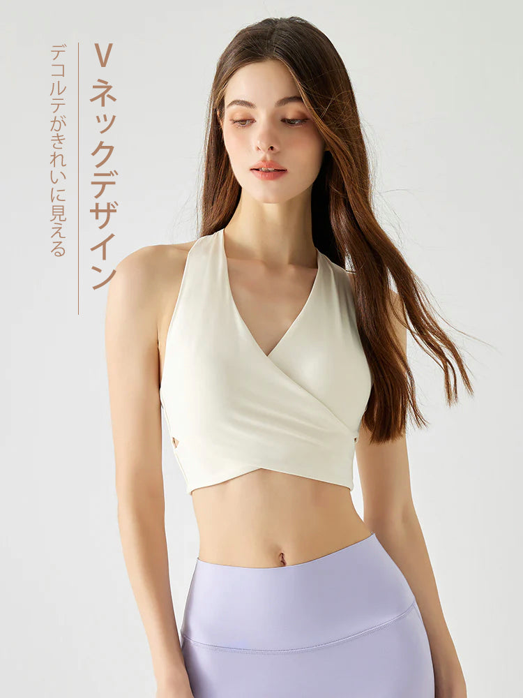 背中見せ Vネック ホルターネック ブラトップ